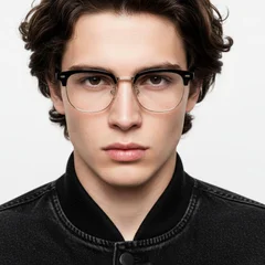 BS0406-0604_Golden_Semi-rimless_TR90_Glasses_model