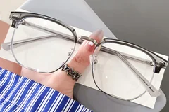 BS0406-0607_Grey_Semi-rimless_TR90_Glasses_front