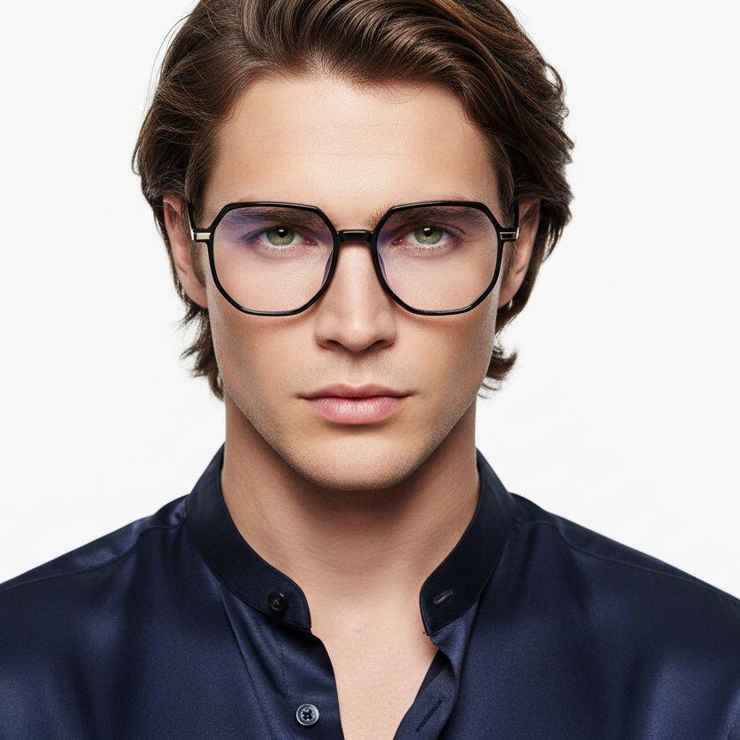Geometric Black TR90 Glasses #BS0406-0608