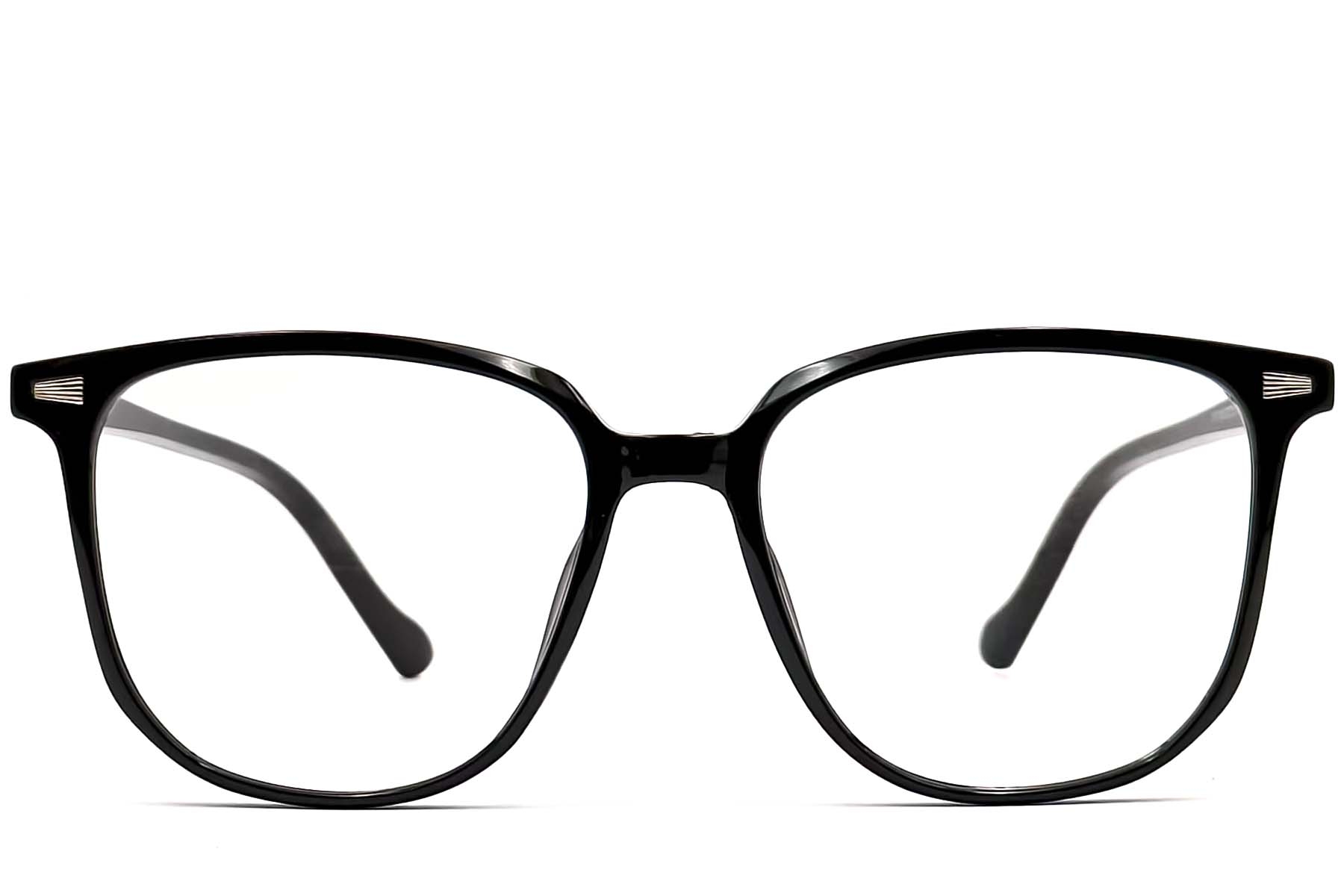 BS0406-0613_Black_Rectangular_TR90_Glasses_front