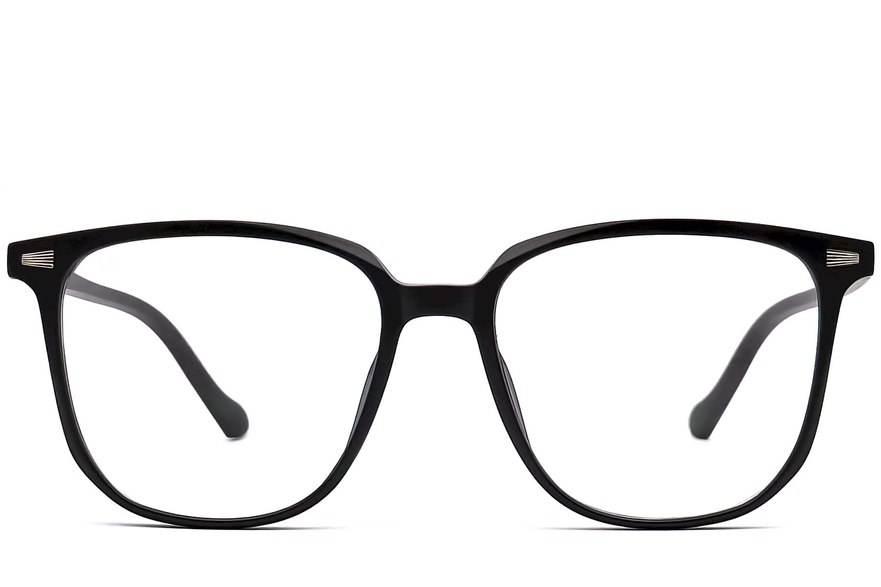 BS0406-0614_Black_Rectangular_TR90_Glasses_front