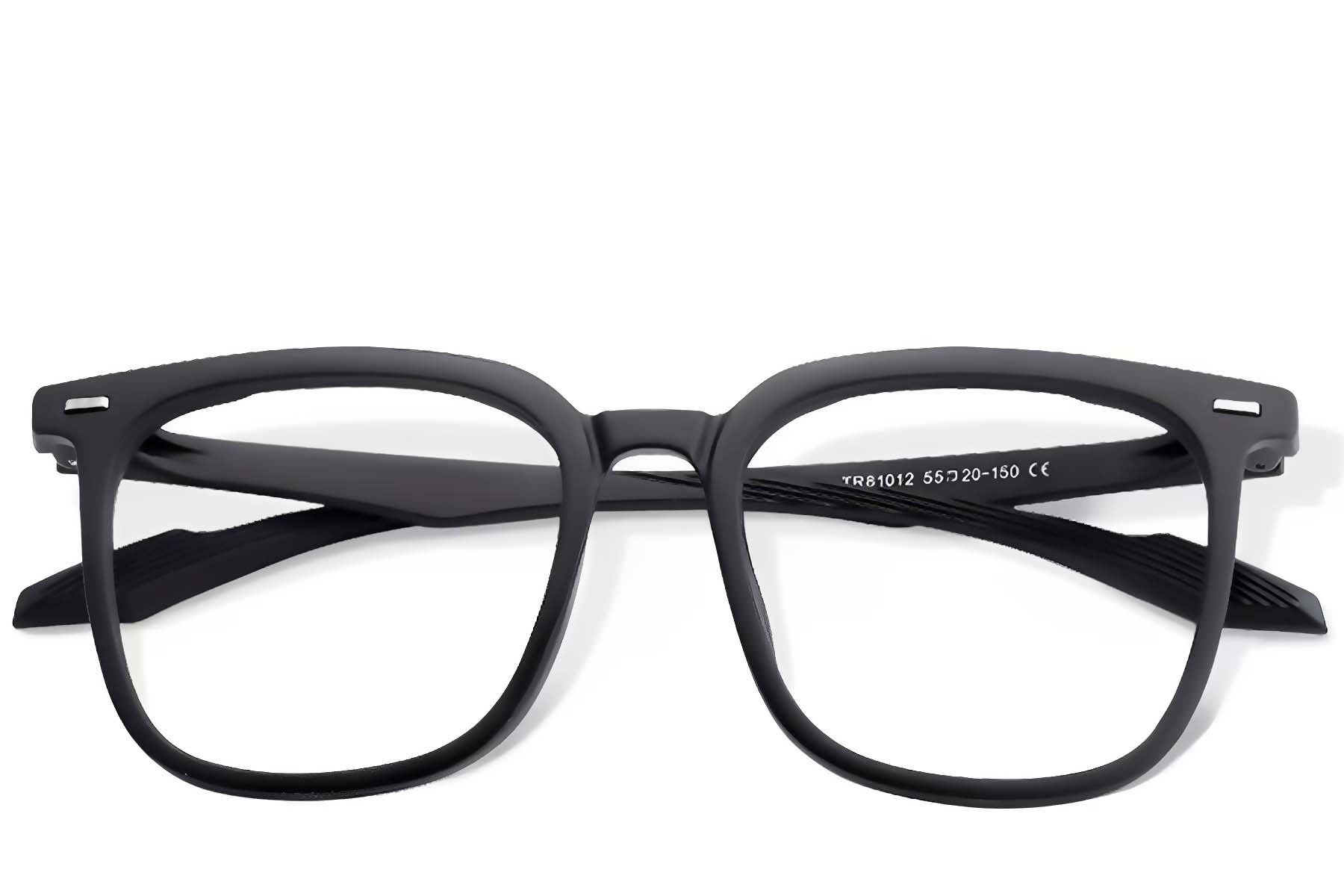 BS0406-0642_Black_Rectangular_TR90_Glasses_front