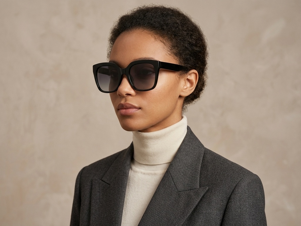 BS0406-0663_Black_Rectangular_TR90_Sunglasses-tryon_female