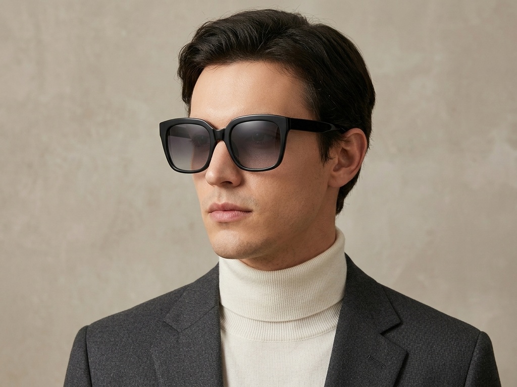 BS0406-0663_Black_Rectangular_TR90_Sunglasses-tryon_male