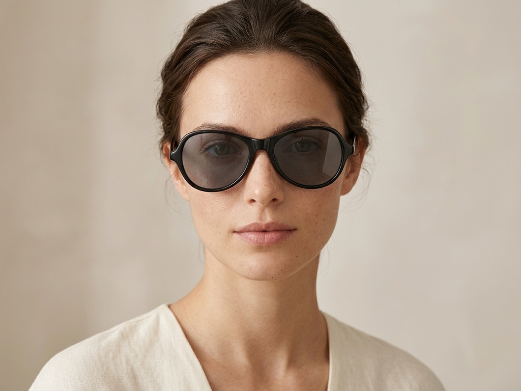BS0406-0681_Black_Oval_TR90_Sunglasses-tryon_female