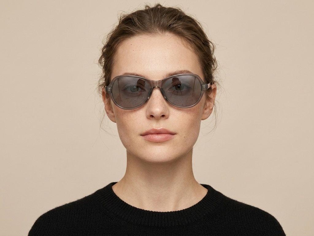 BS0406-0682_Brown_Oval_TR90_Sunglasses-tryon_female