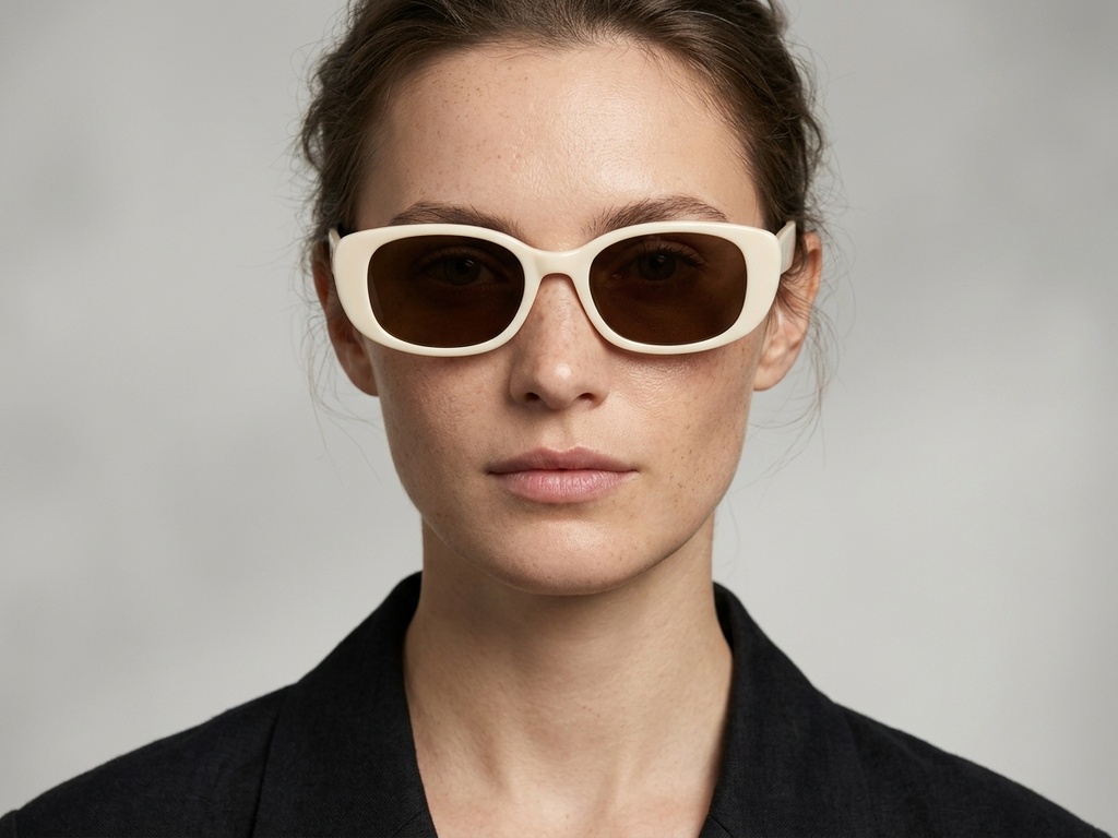 BS0406-0696_Cream_Oval_TR90_Sunglasses-tryon_female