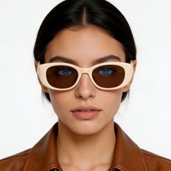 BS0406-0696_Cream_Oval_TR90_Sunglasses_model