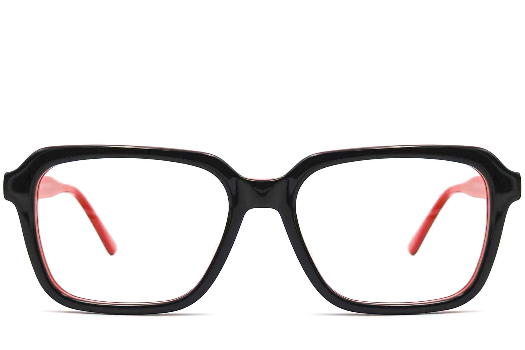 BS0420-0080_Red_Rectangular_Acetate_Glasses_front