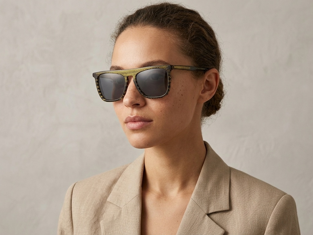BS0420-0155_Yellow_Rectangular_Acetate_Sunglasses-tryon_female