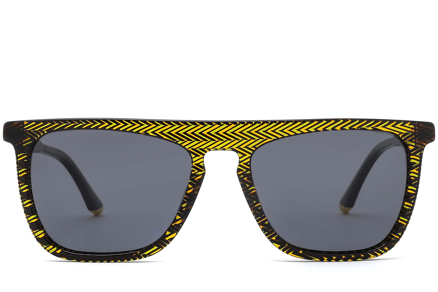 BS0420-0155_Yellow_Rectangular_Acetate_Sunglasses_front