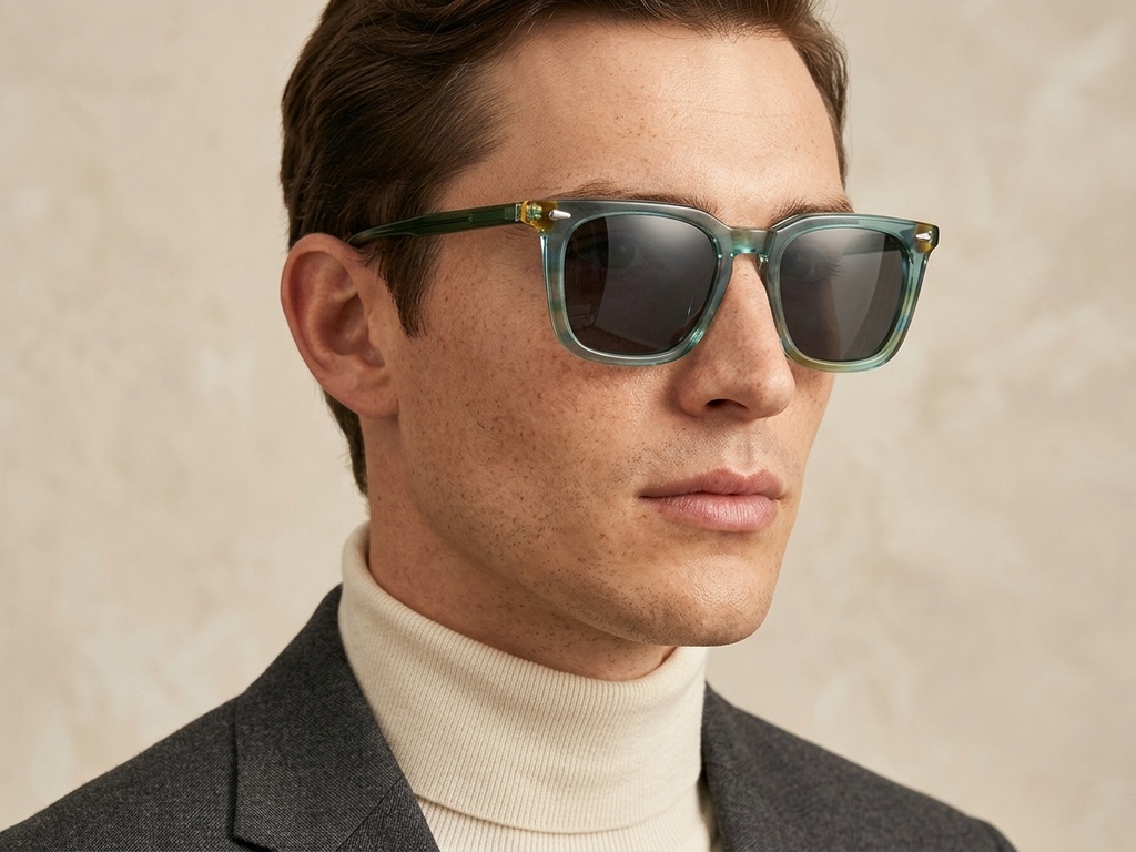 BS0420-0168_Green_Rectangular_Acetate_Sunglasses_corner-tryon_male