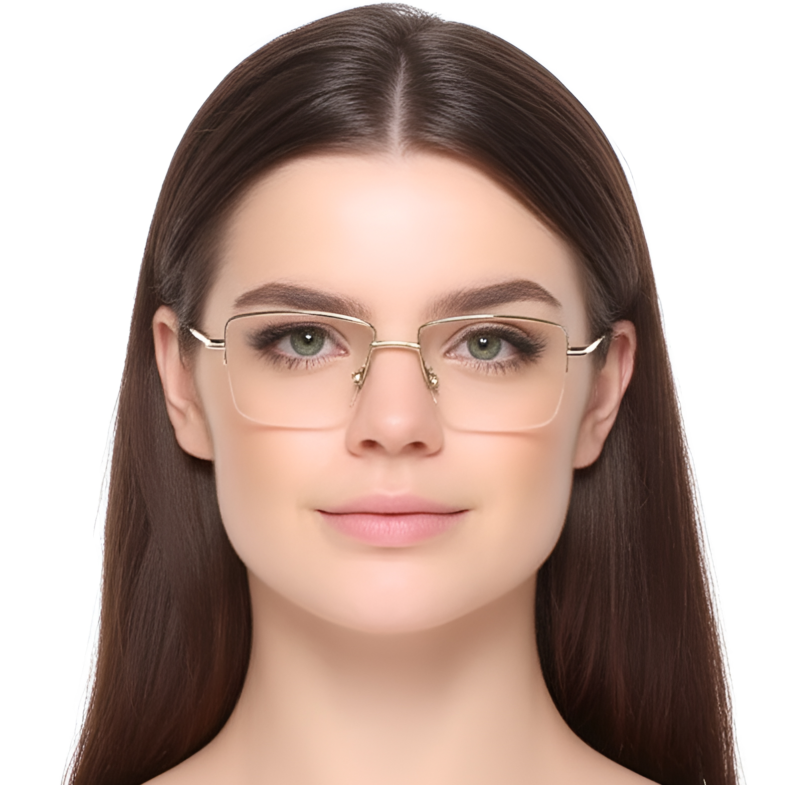 BS0420-0255_Golden_Semi-rimless_Metal_Glasses_model