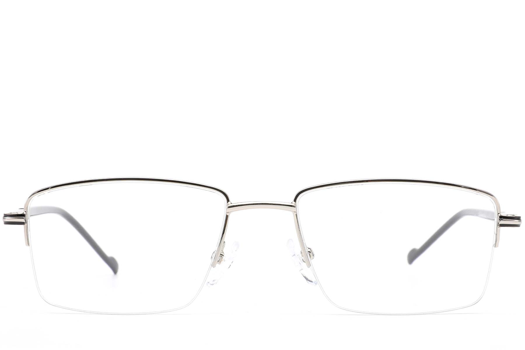 BS0420-0257_Grey_Semi-rimless_Metal_Glasses_front