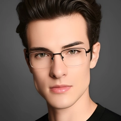 BS0420-0286_Black_Semi-rimless_Metal_Glasses_model