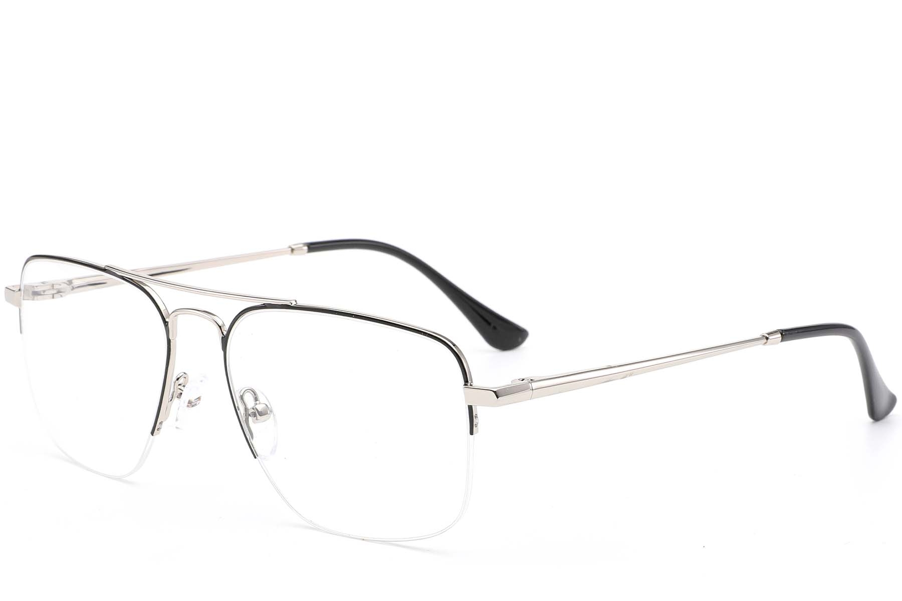 BS0420-0296_Silver_Semi-rimless_Metal_Glasses_corner