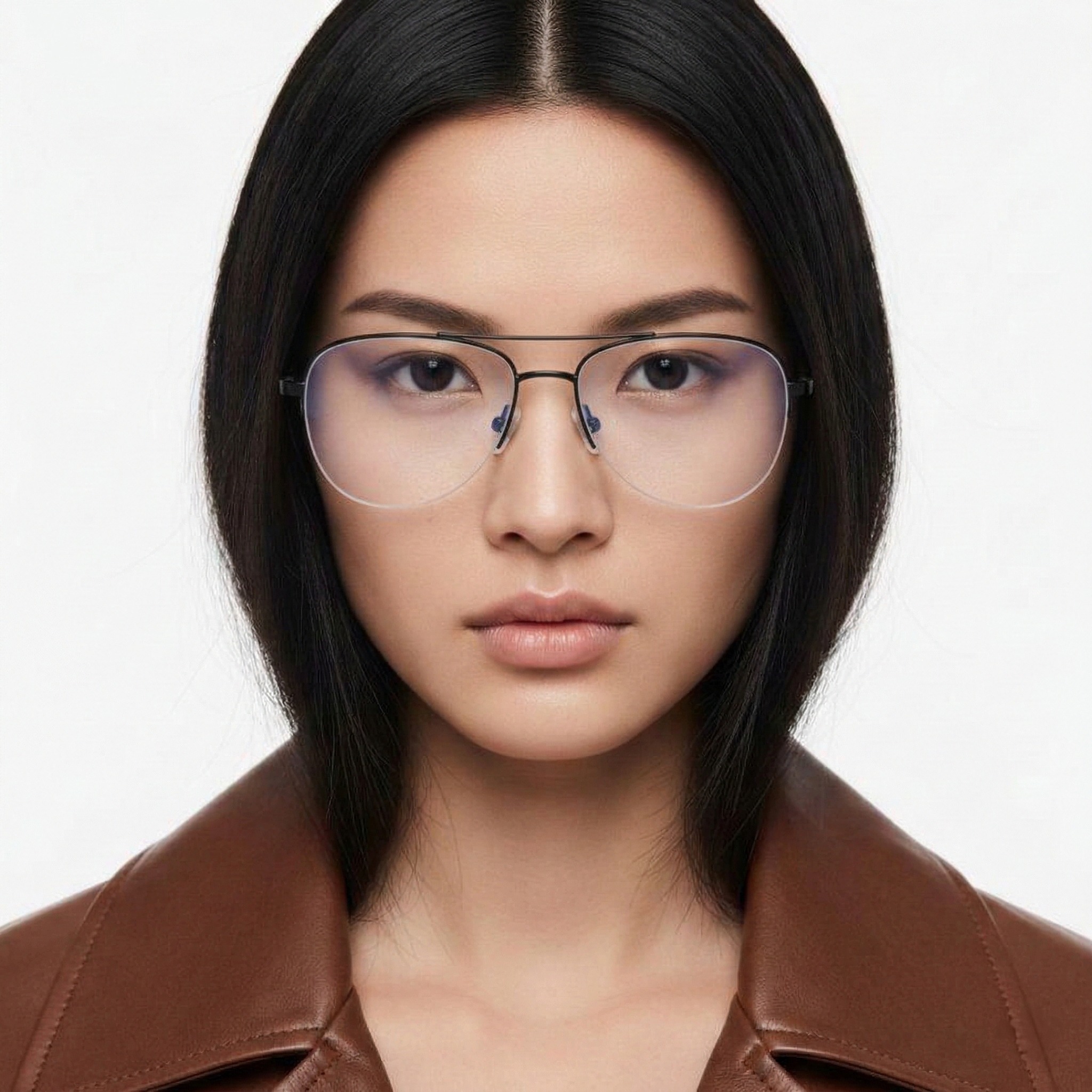 BS0420-0298_Black_Semi-rimless_Metal_Glasses_model