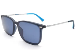 Gafas de sol rectangulares azules Ultem con clip n.° BS0420-0447