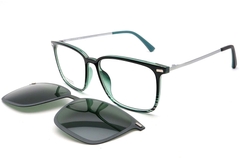 Rectangular Green Ultem Clip-on Sunglasses #BS0420-0449