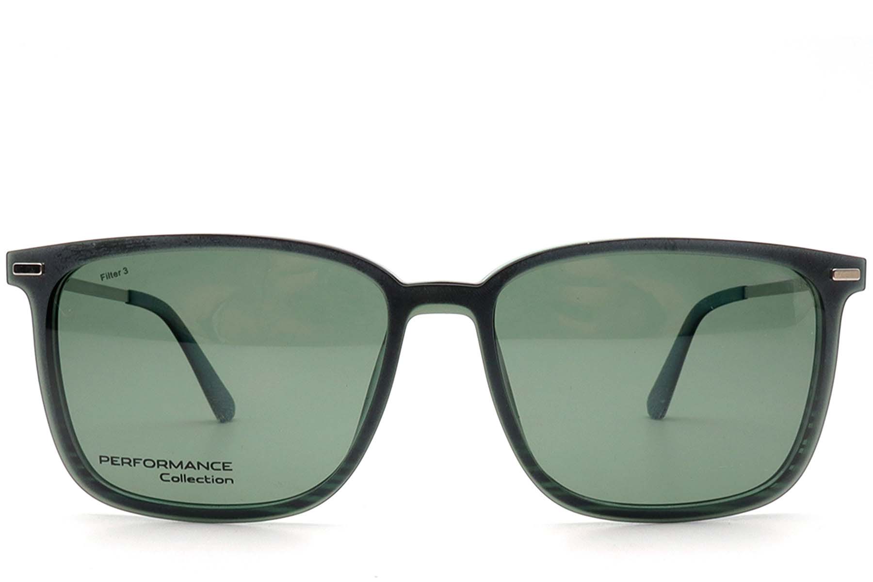 Rectangular Green Ultem Clip-on Sunglasses #BS0420-0449