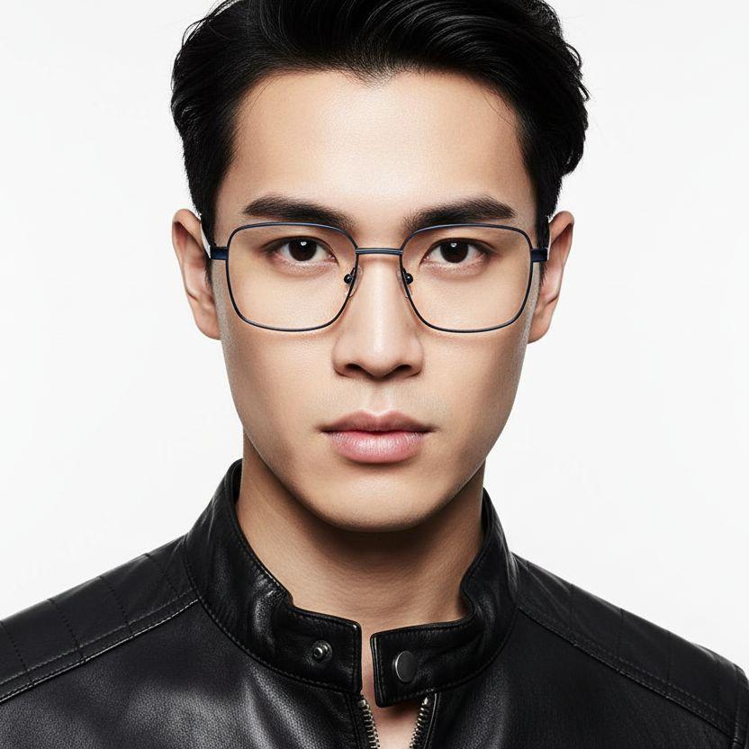 bs0420-0452_black_rectangular_metal_glasses_model