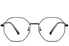 BS0423-0100_Black_Geometric_Metal_Glasses_front