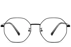 BS0423-0100_Black_Geometric_Metal_Glasses_front