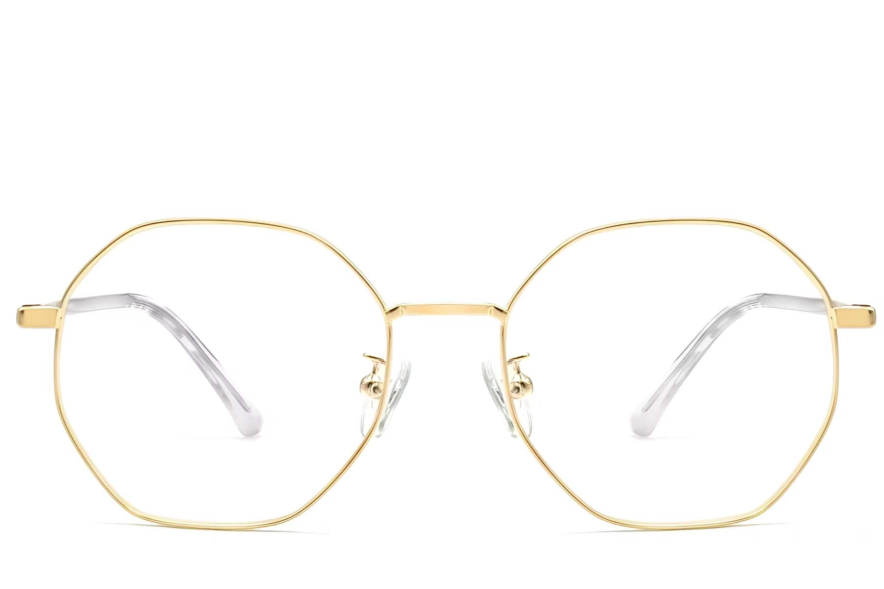 BS0423-0102_Golden_Geometric_Metal_Glasses_front
