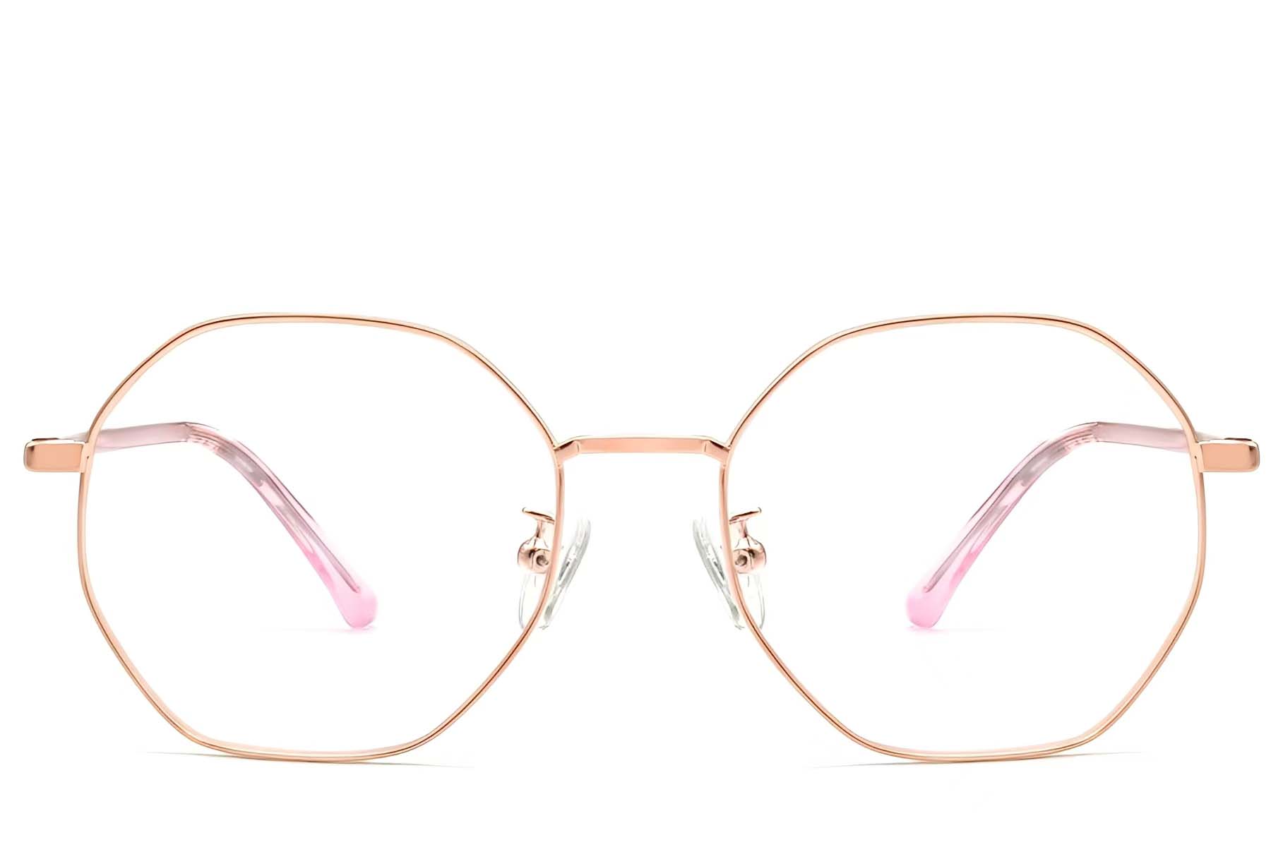 BS0423-0104_Pink_Geometric_Metal_Glasses_front