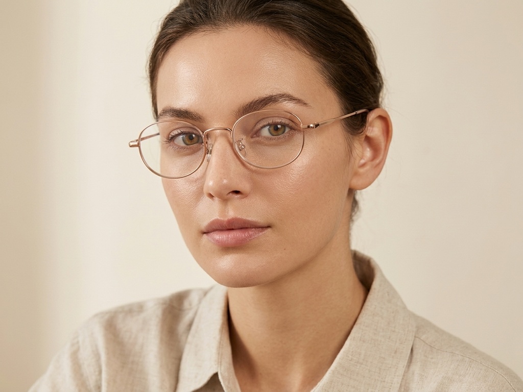 Gafas ovaladas de titanio rosa #BS0423-0120