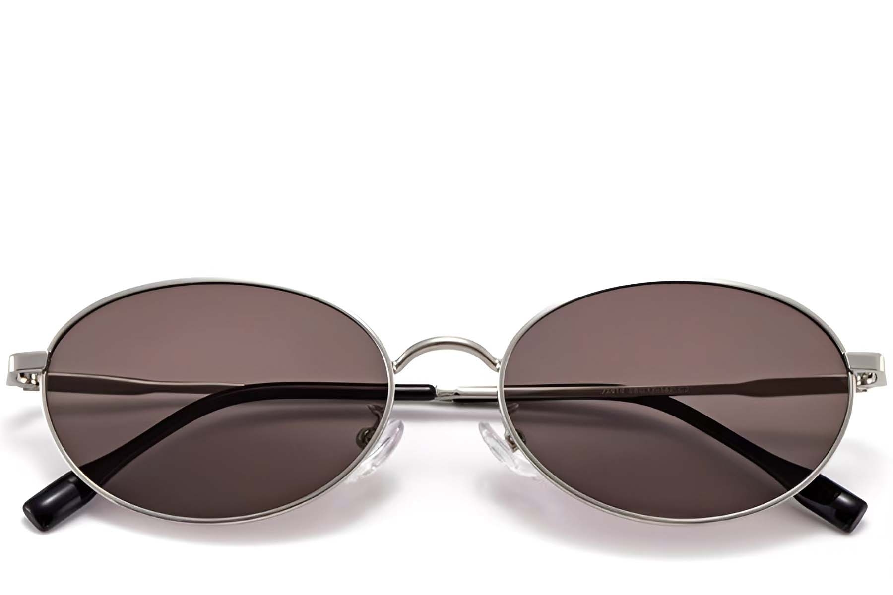 BS0423-0145_Silver_Oval_Metal_Sunglasses_front