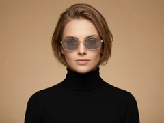 BS0423-0146_Golden_Oval_Metal_Sunglasses-tryon_female