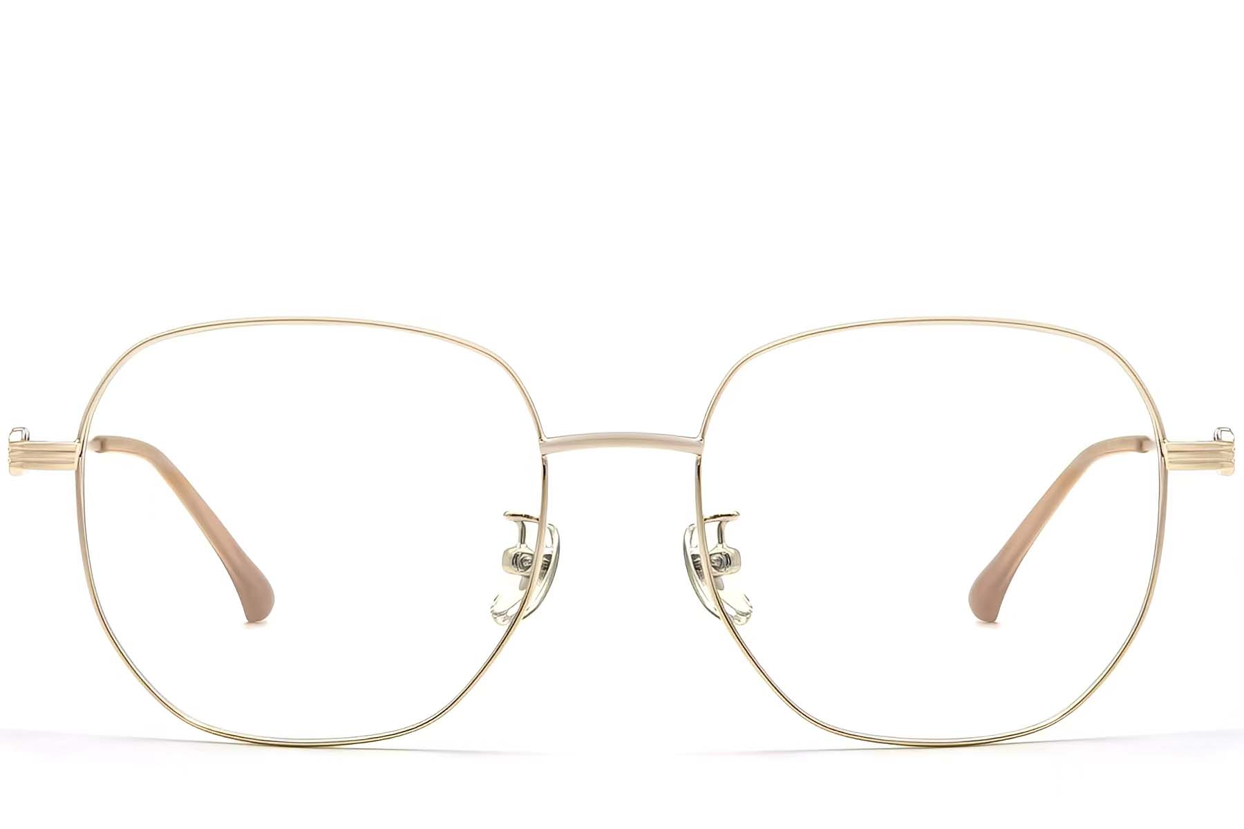 BS0423-0151_Golden_Geometric_Metal_Glasses_front
