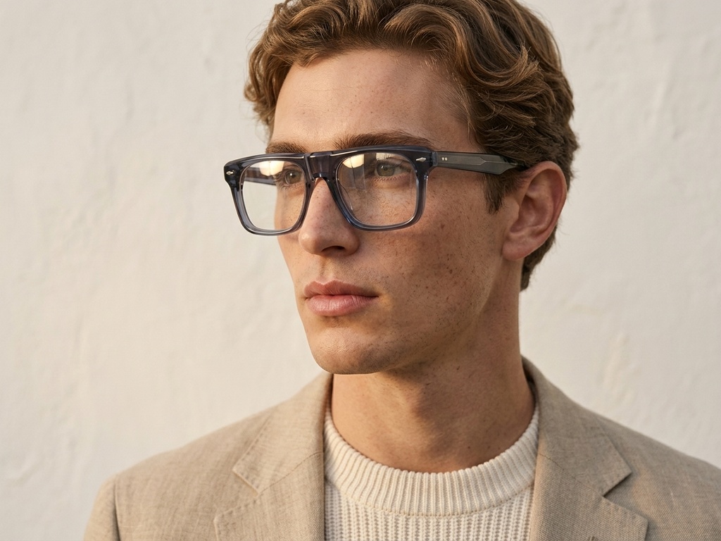 Lunettes aviateur en acétate bleu #BS0522-0070