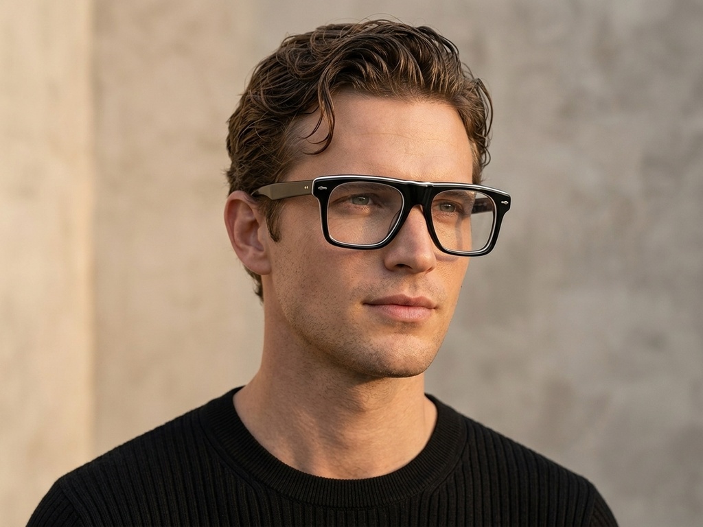 Aviator Black Acetate Glasses #BS0522-0071