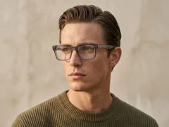 Rectangular Gray Acetate Glasses #BS0522-0074