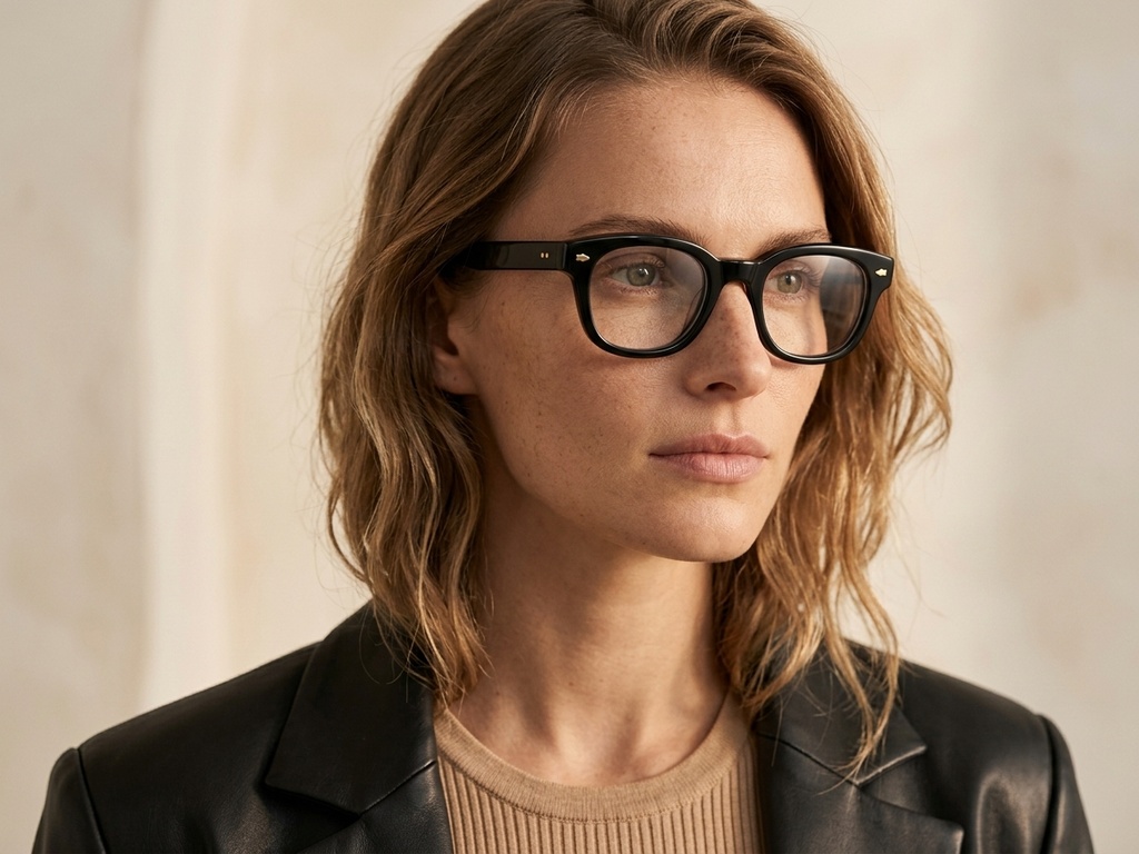 Oval Black Acetate Glasses #BS0522-0078