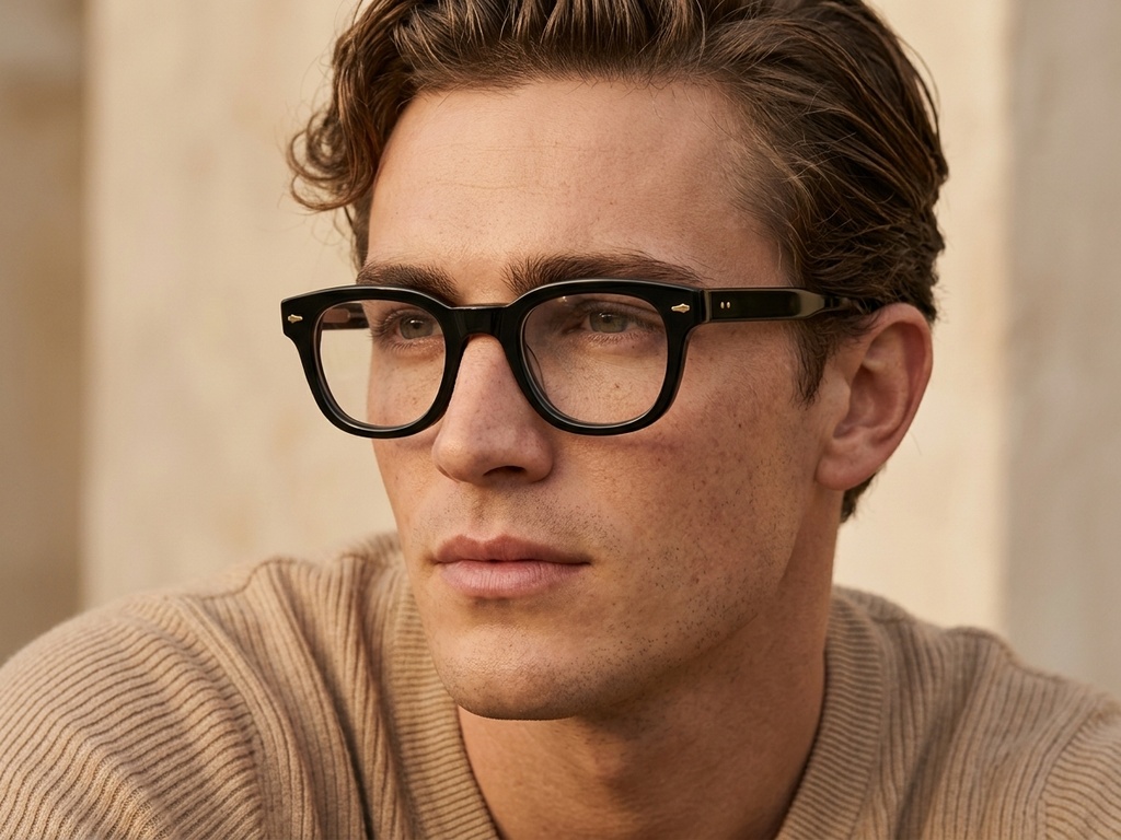 Oval Black Acetate Glasses #BS0522-0078