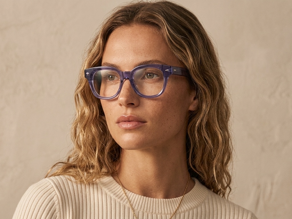 Oval Blue Acetate Glasses #BS0522-0080