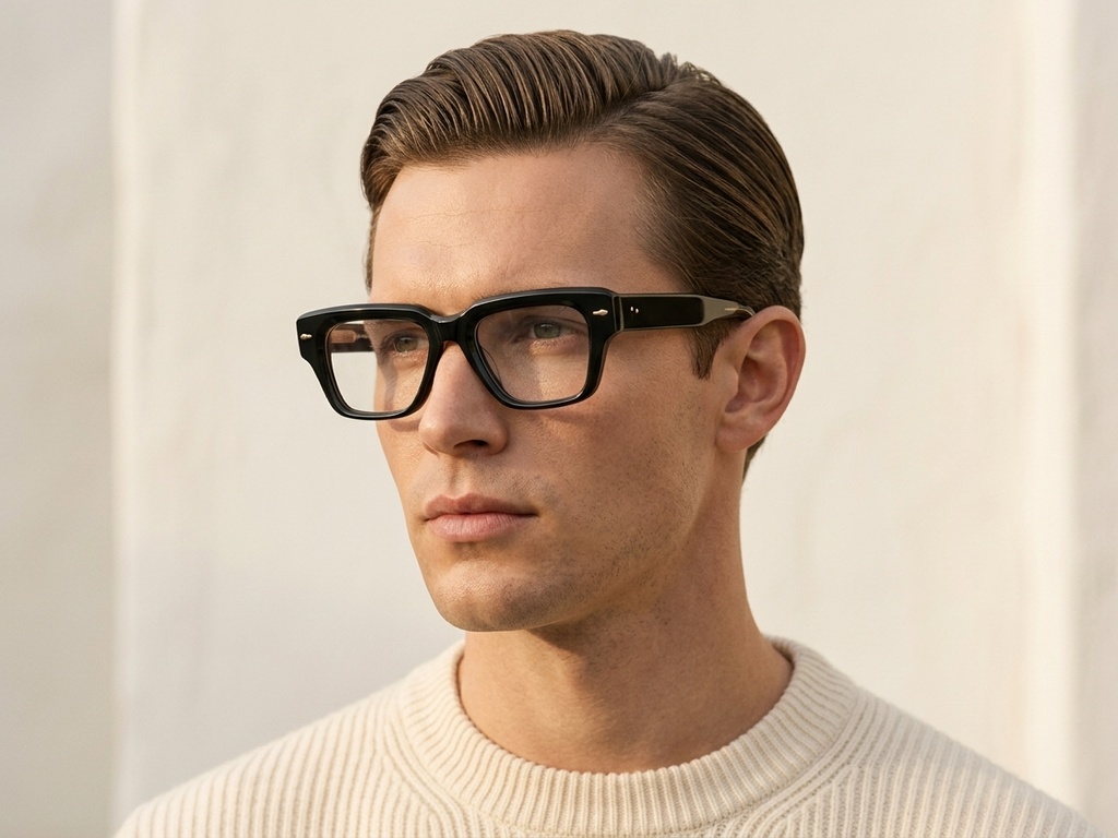 Rectangular Black Acetate Glasses #BS0522-0087