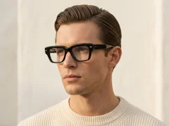 Rectangular Black Acetate Glasses #BS0522-0087