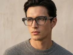 Rectangular Gray Acetate Glasses #BS0522-0089