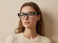 Rectangular Black Acetate Glasses #BS0522-0090
