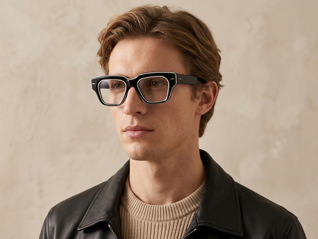 Rectangular Black Acetate Glasses #BS0522-0090