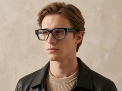 Rectangular Black Acetate Glasses #BS0522-0090