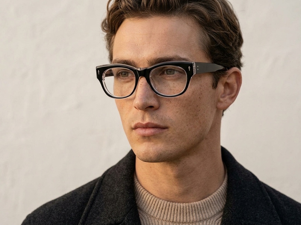Gafas ovaladas de acetato negro #BS0522-0093