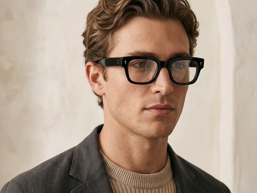 Rectangular Black Acetate Glasses #BS0522-0097