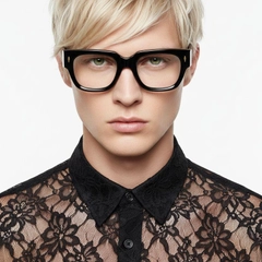 Gafas rectangulares de acetato negro #BS0522-0097