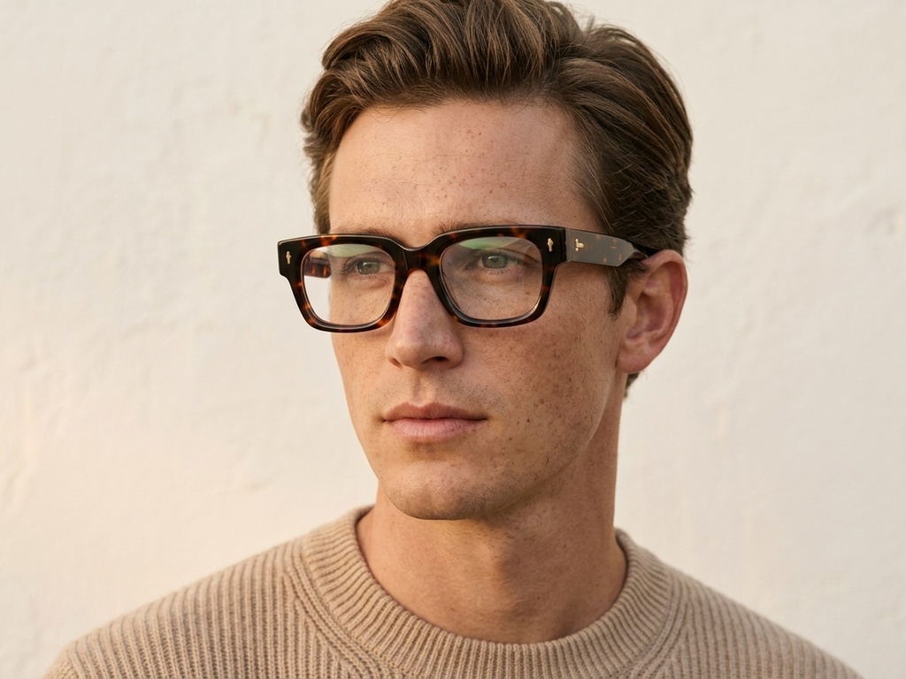 Rectangular Tortoiseshell Acetate Glasses #BS0522-0101
