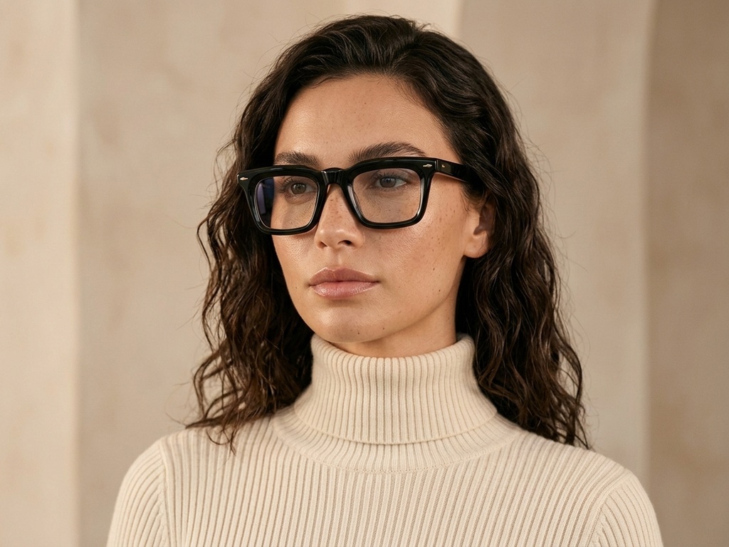Rectangular Black Acetate Glasses #BS0522-0102